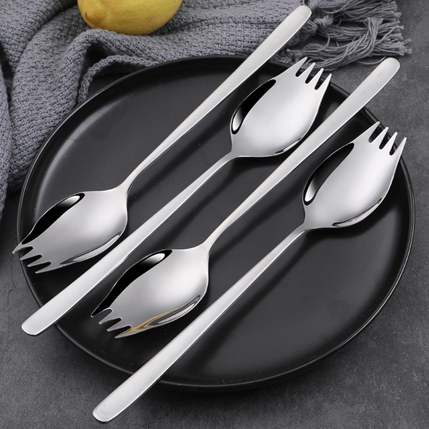 YFWOOD Sporks, 4-pack 18/10 Stainless Steel Sporks Silver — Amazon image 5