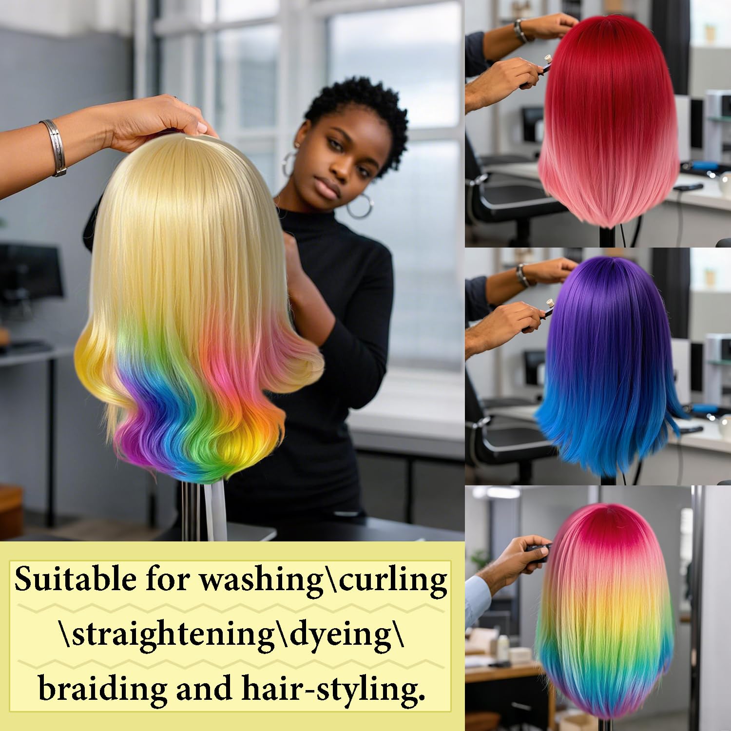 18 Zoll Mannequinkopf mit 100% Echthaar mit Verstellbarer Klemmhalterung Friseurkopf fur Frisurendesign und Flechtibungen (613#)