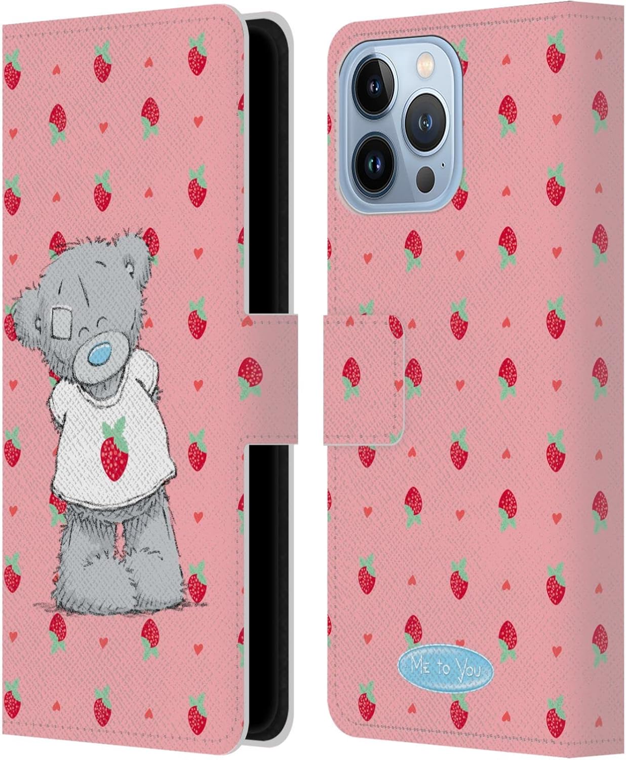 Head Case Designs Officially Licensed Me to You Strawberry Retro Fun Leather Wallet Case Compatible with Apple iPhone 13 Pro Max