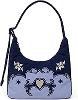 BAGGU Mini Nylon Shoulder Bag - Recycled Nylon, Adjustable Quilted Strap, Zipper Closure, Machine Washable