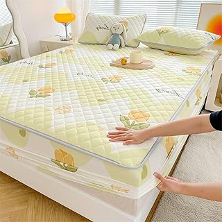 Aotiwe - Sábana bajera para invierno, funda de cama gruesa, color amarillo claro, 150 x 200 cm