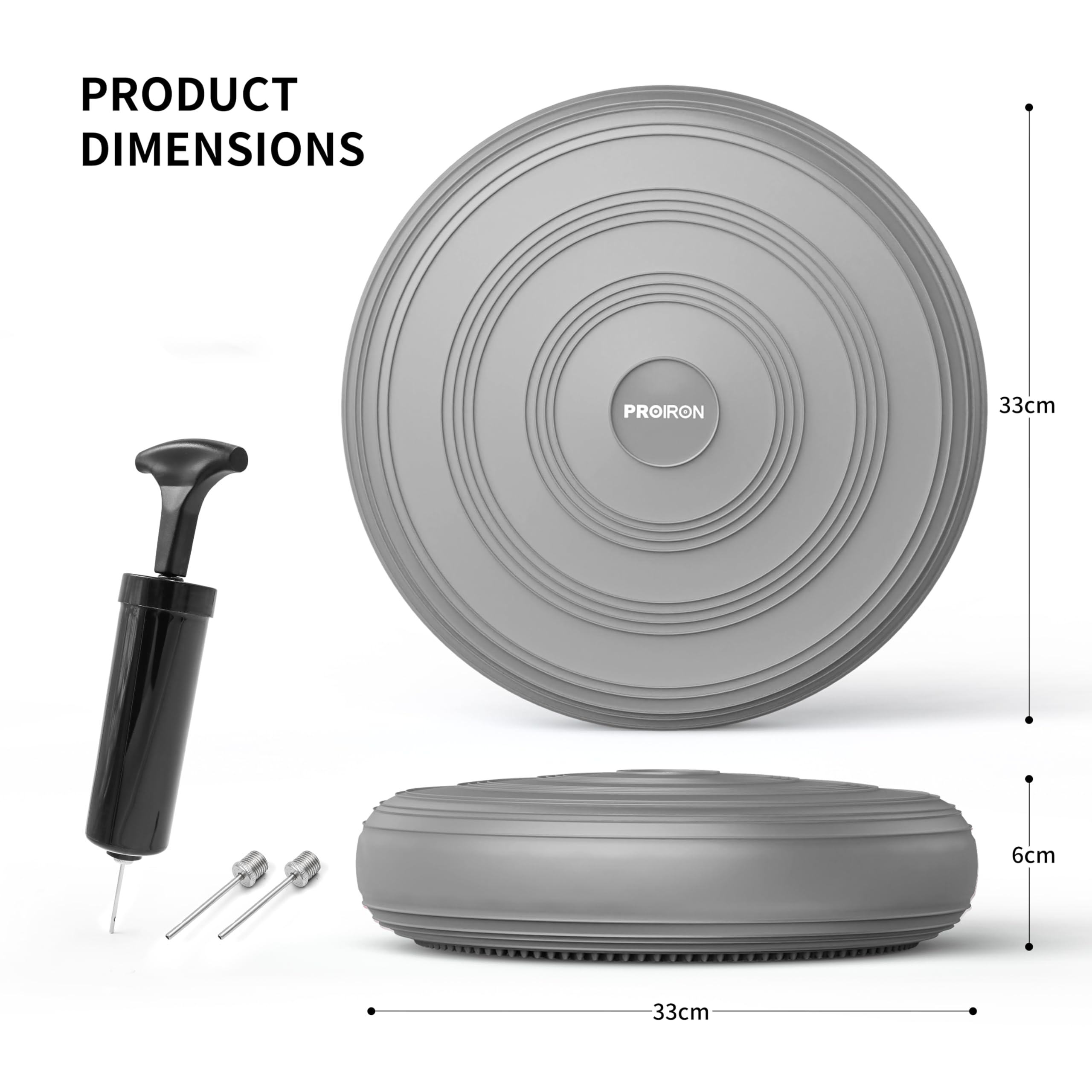 PROIRON Ballsitzkissen, Balance Kissen 33cm, Sitzkissen Orthopädisch für Aufrechte Körperhaltung, Fitness, Gleichgewichts- und Krafttraining inkl. Pumpe