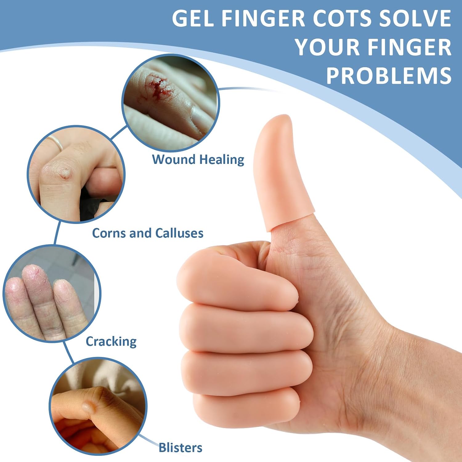 Finger Protectors, Finger cots for Fingertip Protection & Cracked Skin, Thumb Bandages Covers for Wound & Injury, Finger Caps Sleeves to Promote Healing & Prevent Blisters(10PCS)