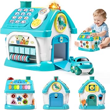Marstone Toys for 1-2 Year Old Boys, Blue 8-in-1 Musical Learning House