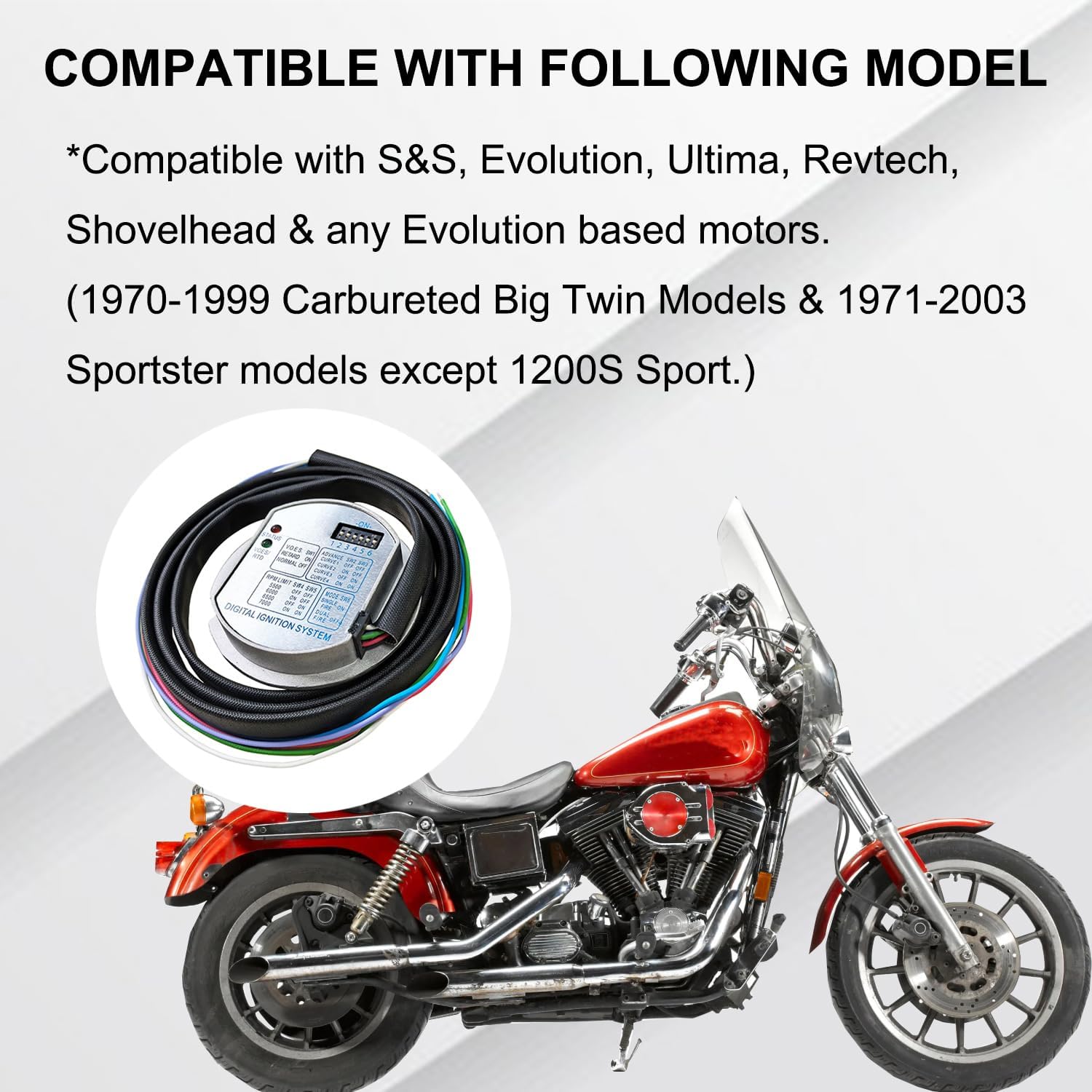 Single Fire Electronic Ignition Module - Programmable Part 53-644 for Harley Evolution, Shovelhead, Ultima & Revtech (Compatible with 1970-1999 Big Twin / 1971-2003 Sportster Carb Models)