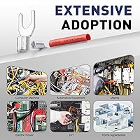 Vista 6 de haisstronica Conectores de cable no aislados, 30 terminales de horquilla de 1/4 ", kit de cobre con costura soldada AWG 8