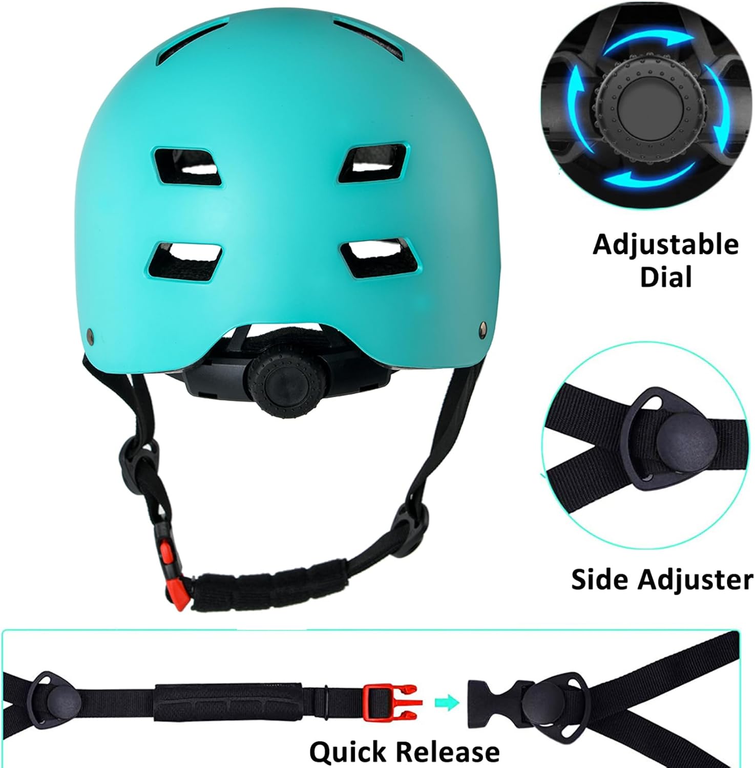 Bike Helmet 3 Sizes for Teenager Kids Youth Adults,Bavilk Skateboard Helmet Adjustable Multi-Sport Bicycle Cycling Scooter Roller Skate Inline Skating Rollerblading for Girls Boys Women Men Teen