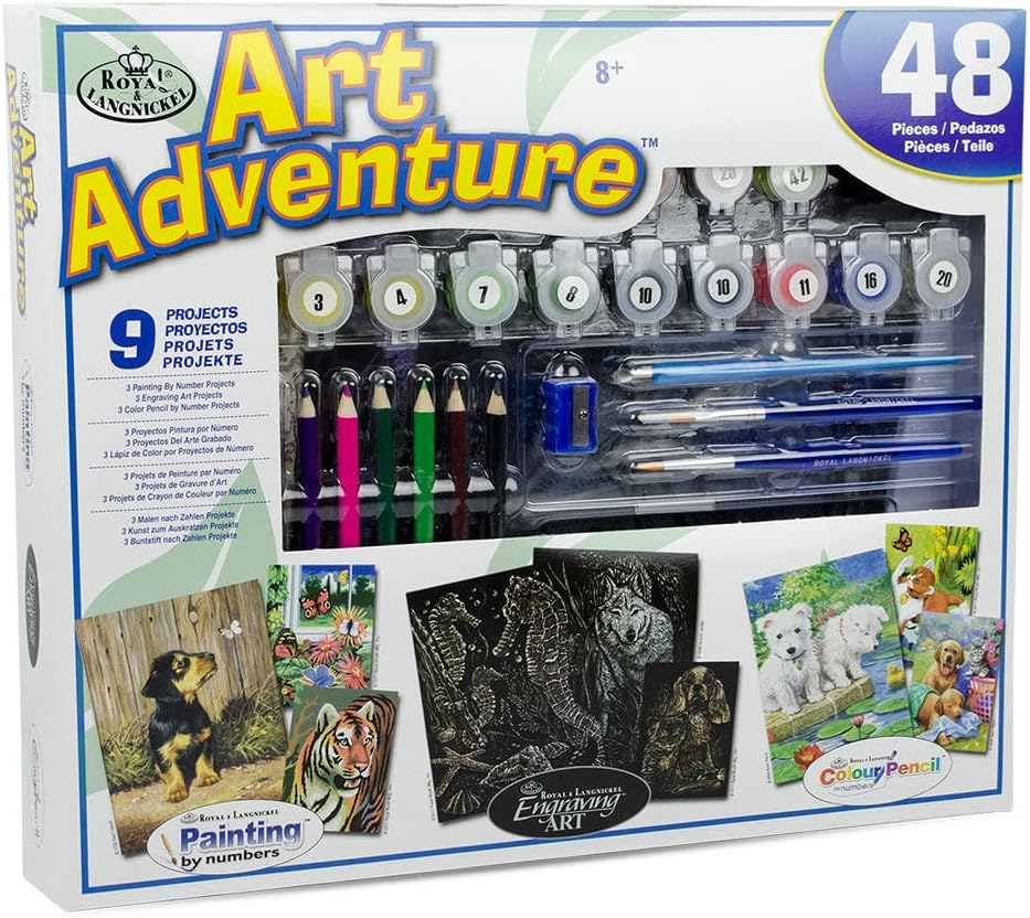 Art Adventure 48pc Art Activities Variety Set, 9 Projects Included, Animals Themed