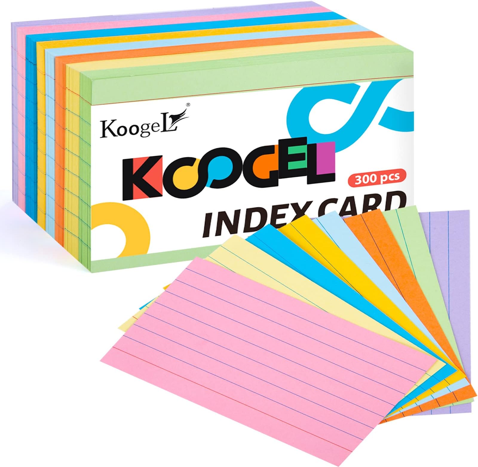 Amazon Basics Ruled Index Flash Cards, Assorted Neon