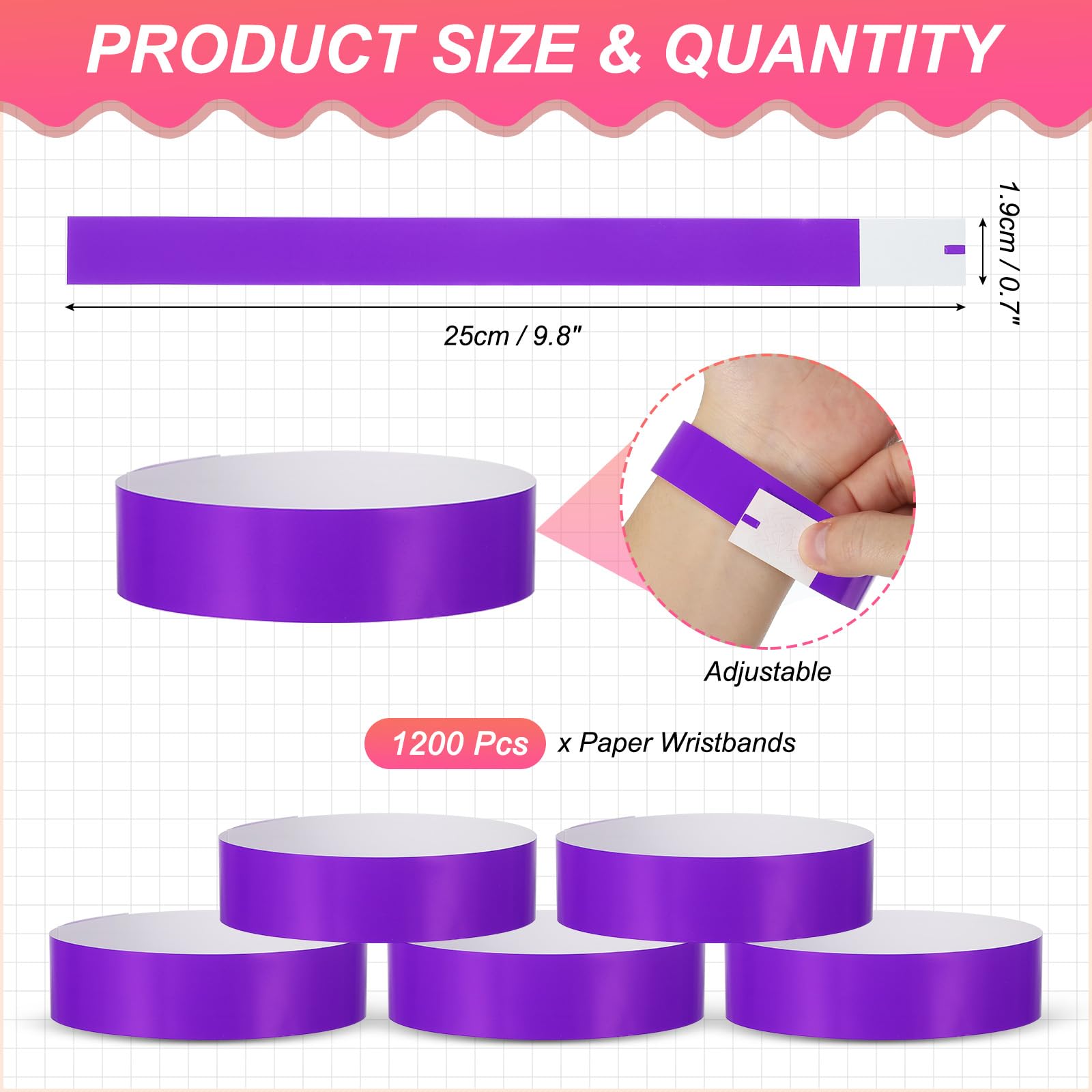 PATIKIL Paper Wristbands for Events 1200 Pack Neon Party Wrist Bands - Image 2