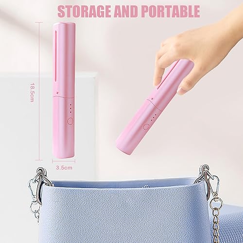 Miniatura 2 de Mini alisadora de pelo recargable Cepillo alisador inalámbrico Tres ajustes de temperatura Plancha caliente Peine caliente Recargable USB Plancha de