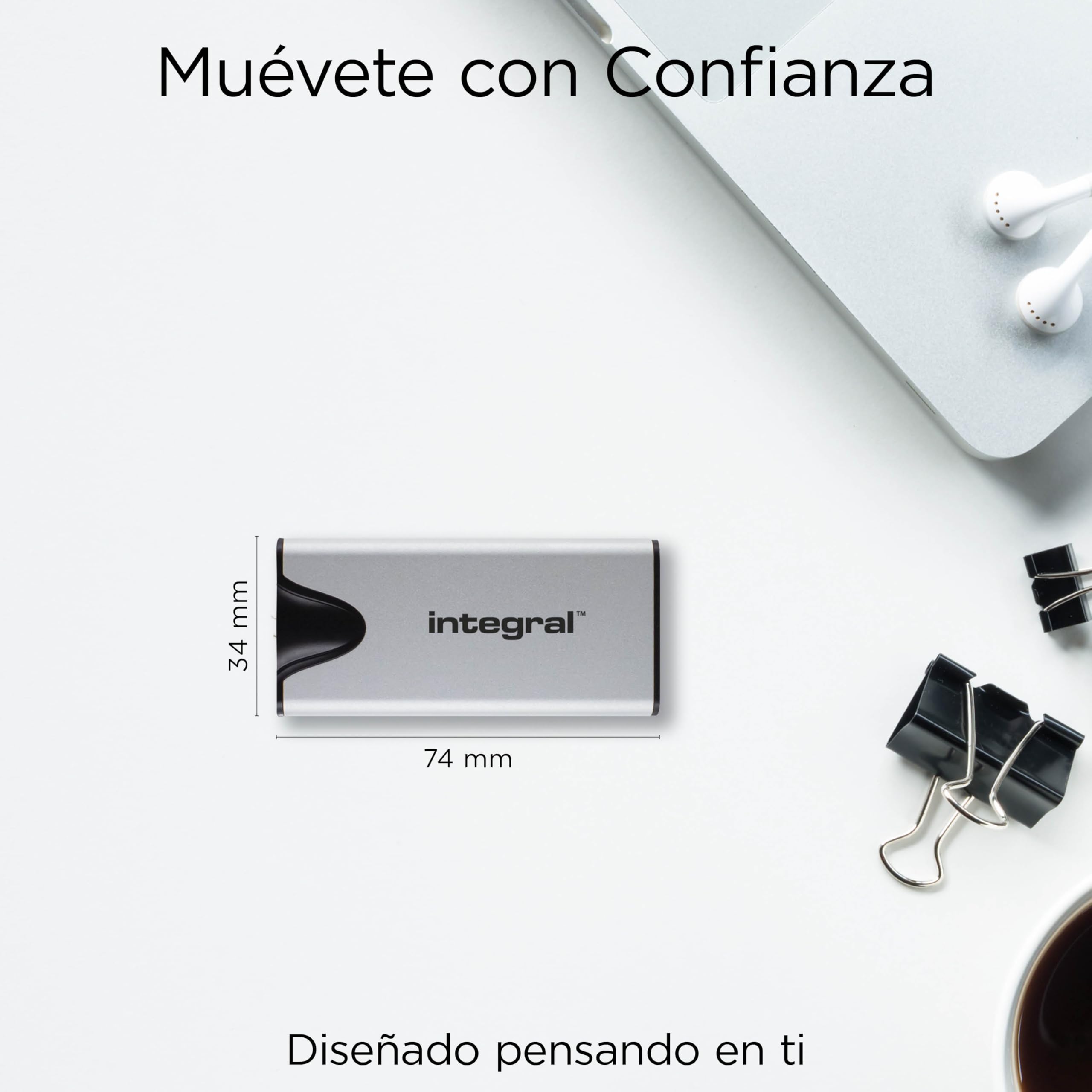 Integral SlimXpress Pro SSD Externa Portátil de 2 TB: USB-C, 2000 MB/s Lectura/Escritura, USB 3.2 Gen 2x2, Diseño Compacto, Plug & Play, Compatible con Mac, PC con Windows, Android, Xbox, PlayStation