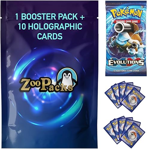 Zoo Packs Mystery Treasures TCG - Paquete de tarjetas coleccionables holográficas, 1 paquete de refuerzo + 10 tarjetas holográficas, compatible con