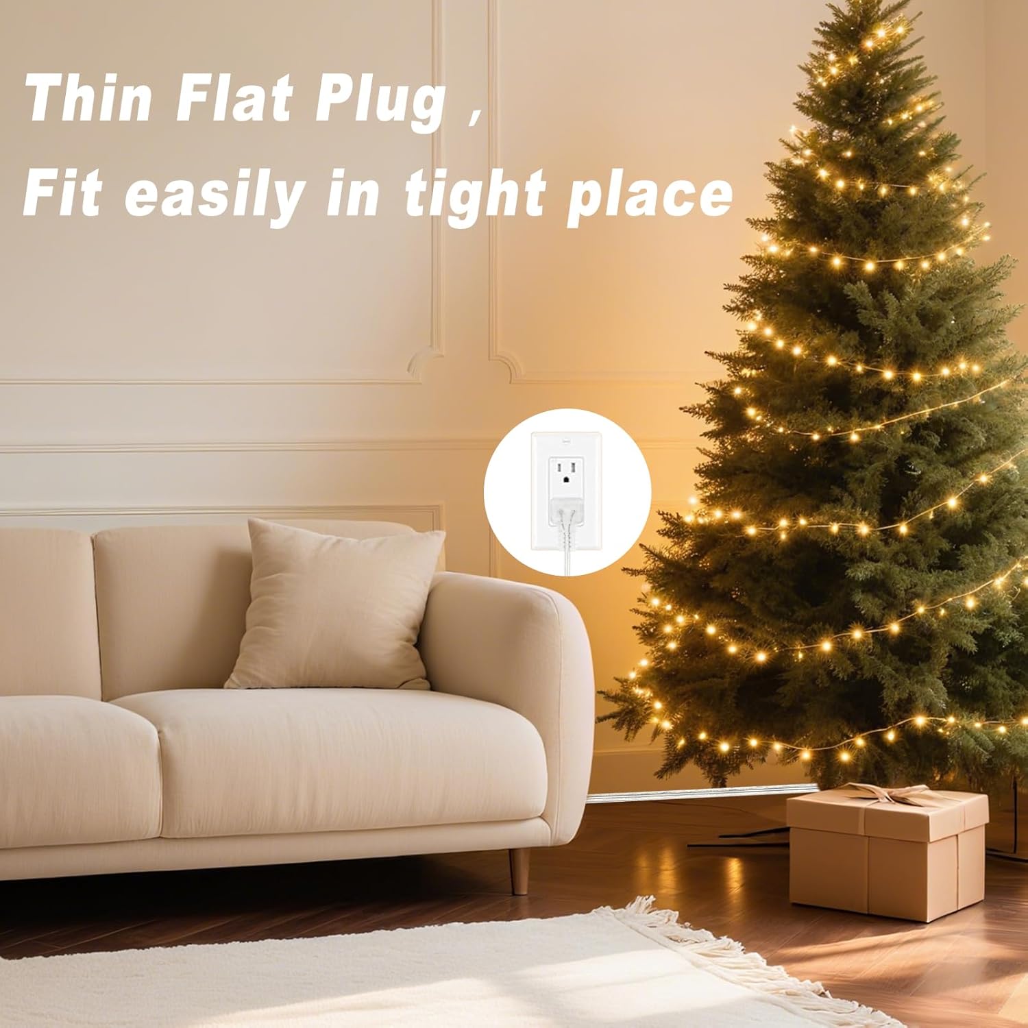 Clear Extension Cord 15 FT, Indoo/Outdoor 2 Prong Extension Cord with Flat Plug, Invisible Slim Extension Cable for Christmas Lights, Lamps & Holiday Lighting (18AWG, 10A/125V)