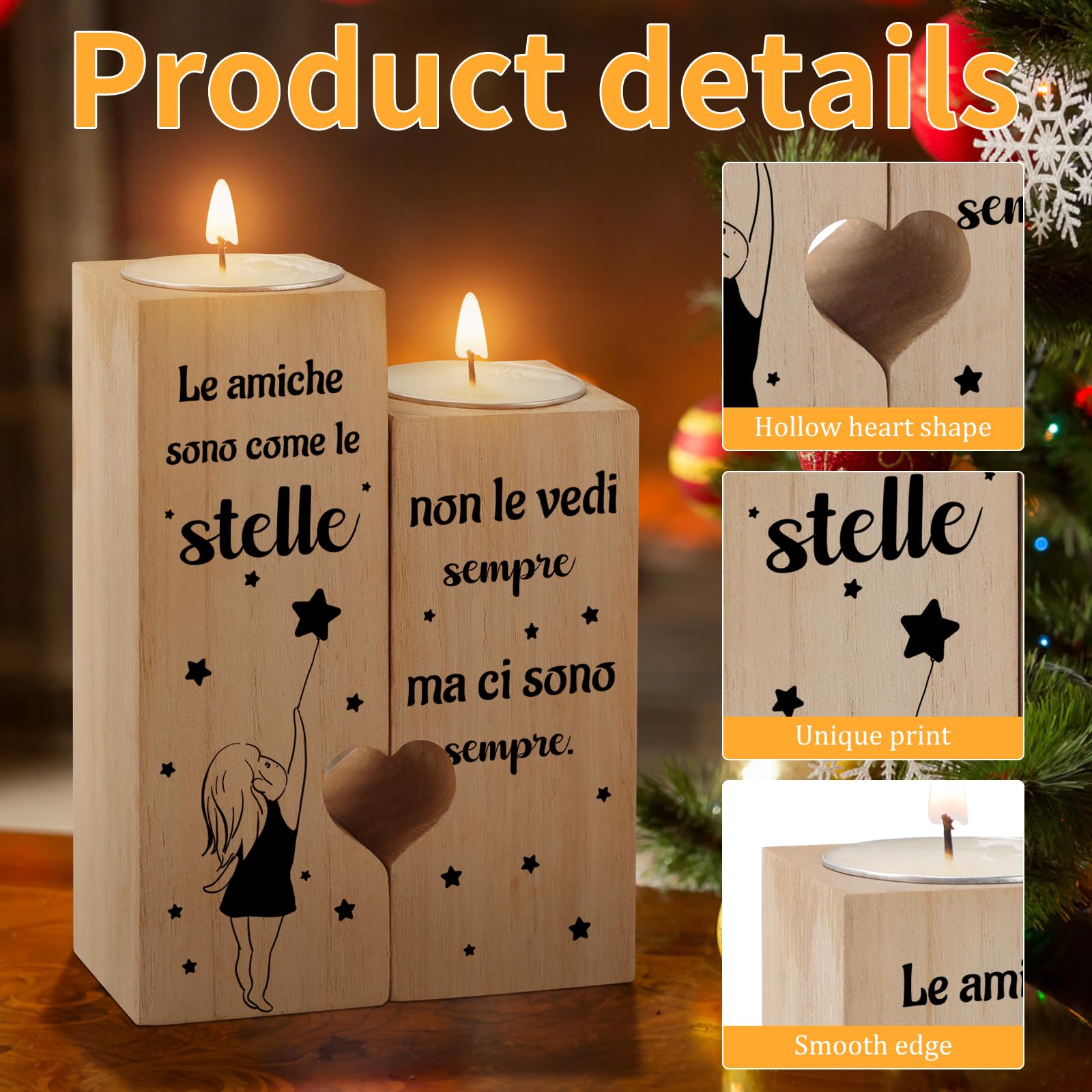 Tulolvae Regalo Amica Compleanno, Portacandele Idee Regali Speciale per Migliore Amica la Laurea Natale Pasqua,Amicizia Regali per Donnaa