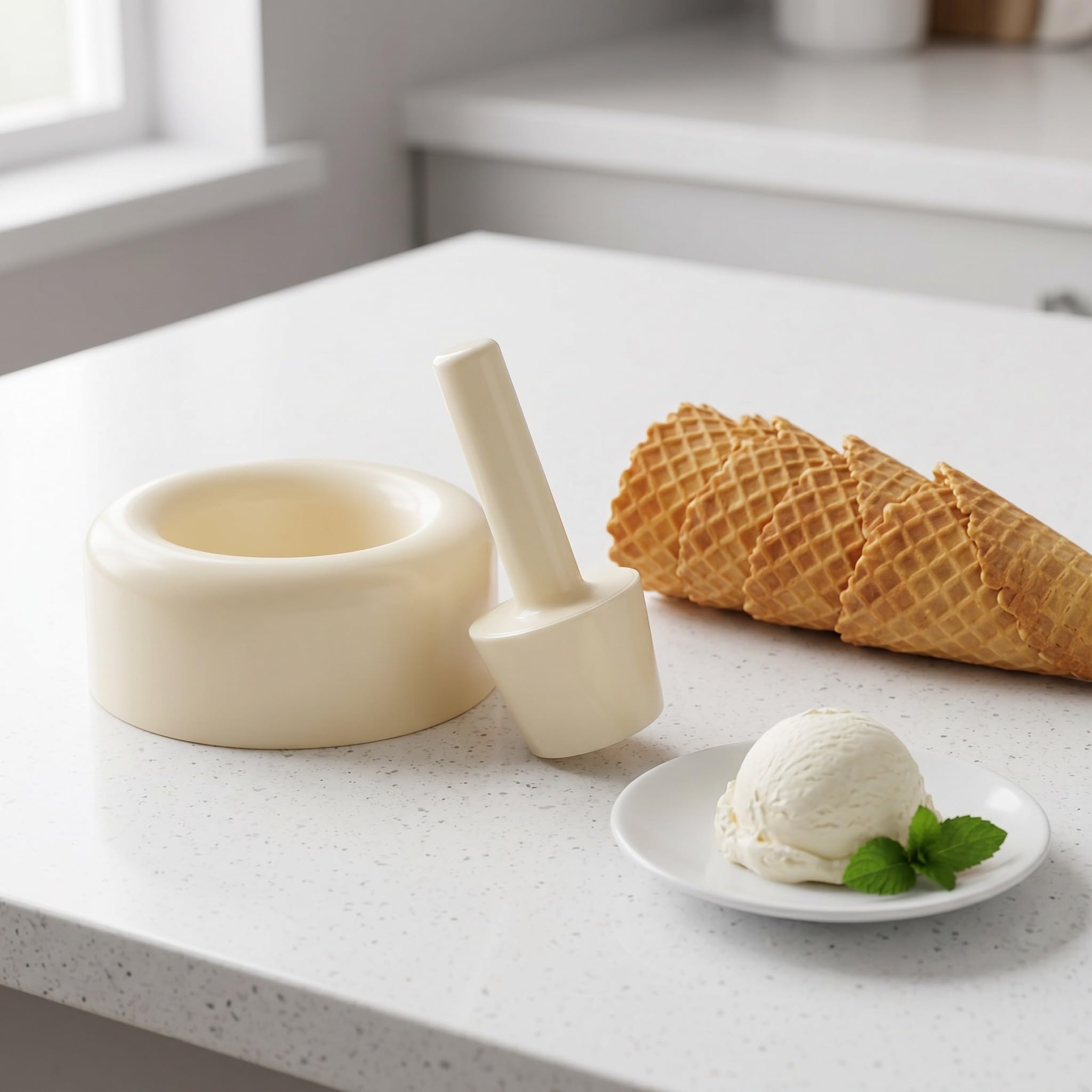 Operitacx Set di 3 strumenti per formare coni waffle, stampo per coni e coppette gelato, stampo in plastica per involtini primavera per la cucina fai da te, rullo per panna montata riutilizzabile