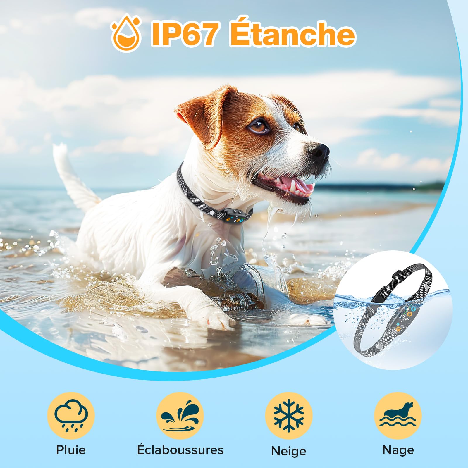 Collar Antiladridos Perros Pequeños Recargable, Súper Fino y Ligero, 3 Modos y 7 Niveles de Sensibilidad, Detección Inteligente de Ladridos, Impermeable IP67 para Perros Pequeños