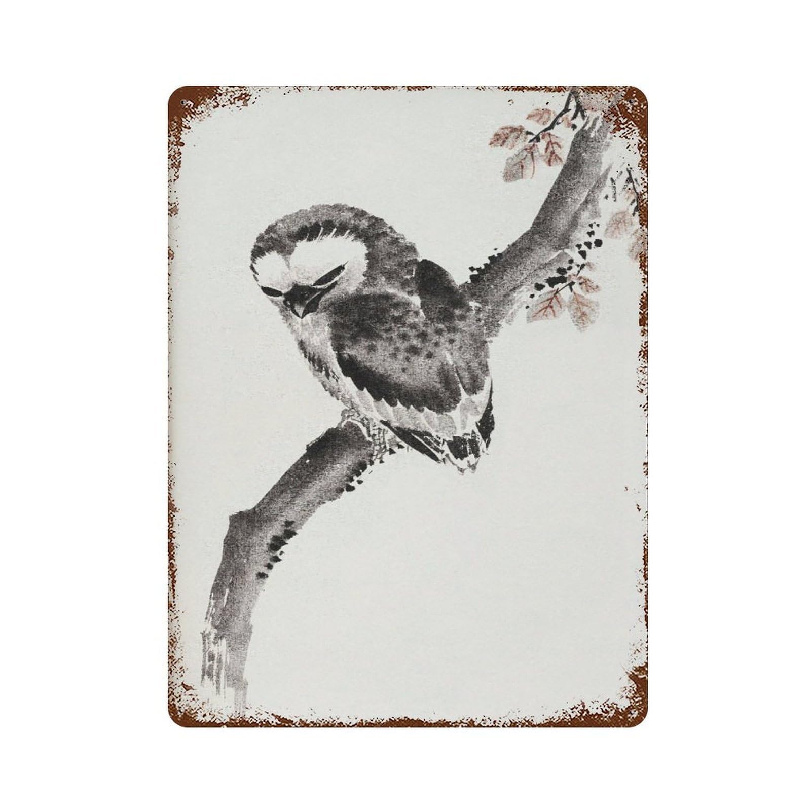 xiaoxiaoshen Japanese Owl Katsushika Hokusai Style Wall Decor Art Metal Tin Poster Modern Home Decor Art Home Bar Shop Decorations Vintage Sign 40x30cm