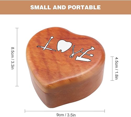 Miniatura 2 de Caja de música de madera para dentistas, higienista dental, regalo para Navidad, cumpleaños, día de San Valentín (forma de corazón)