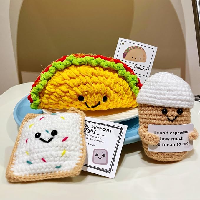 Handgehäkelter Taco Mit Positiv-Botschaft - Süßes Emotional Support Geschenk!