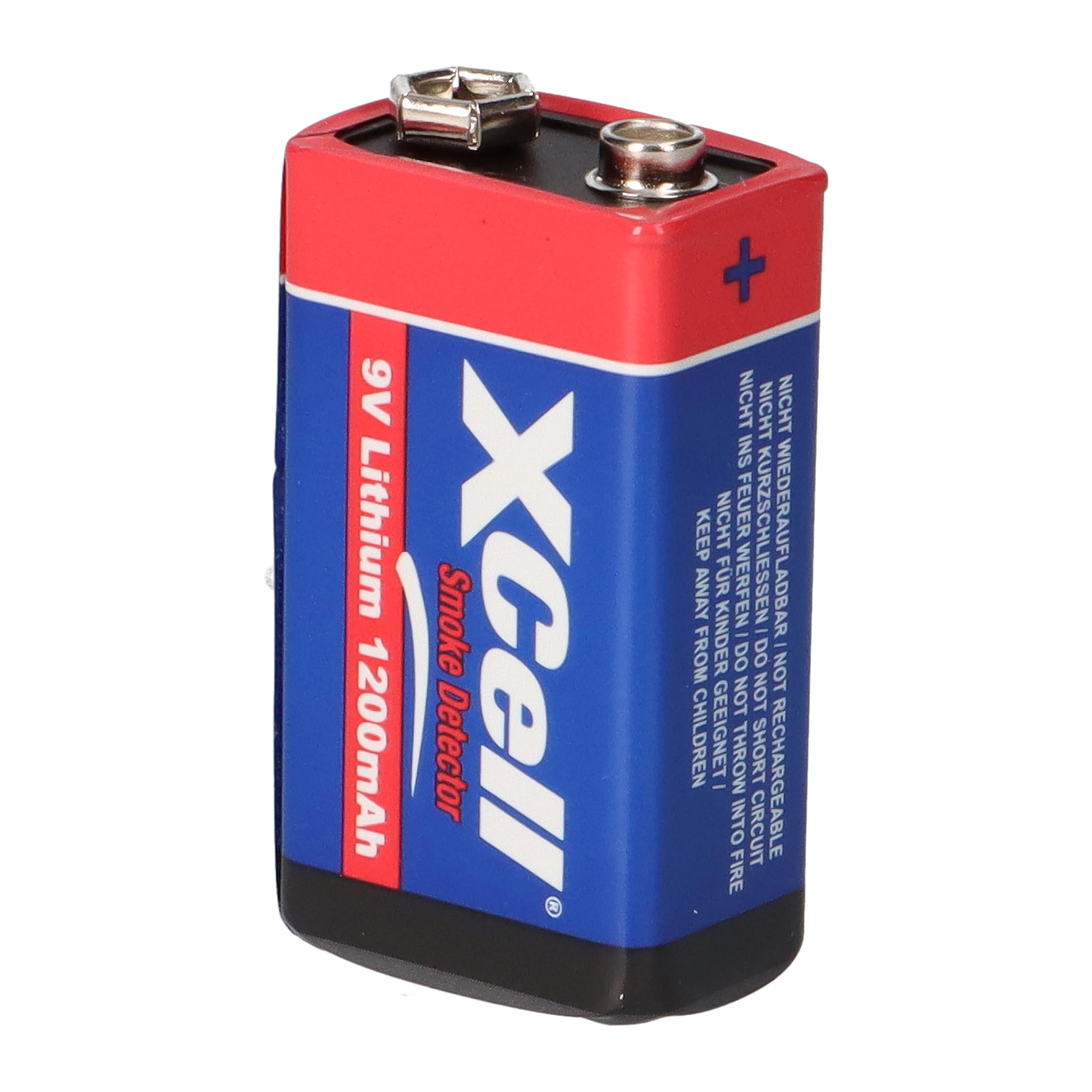 2 pilas de litio de 9 V de 1200 mAh, 9 V E-Block (U9VL, CR-9V, 6LR61) para 10 años, ideal para, por ejemplo, detectores de humo, detectores de fuego, medidores, micrófonos, etc. Juego de baterías (2