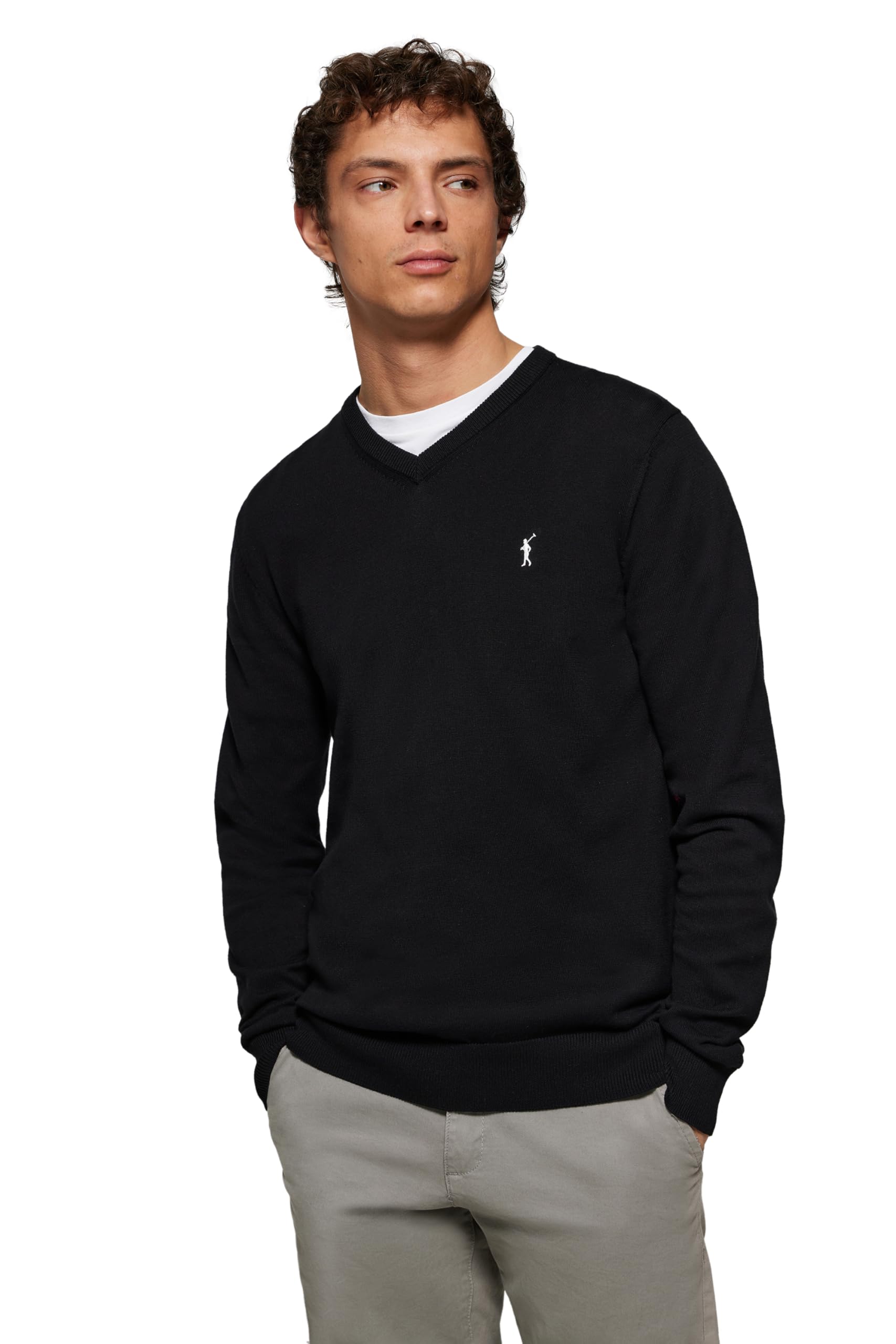 Polo Club Maglione Scollo a V Maniche Lunghe Uomo Maglioni Pullover V-Neck 100% Cotone