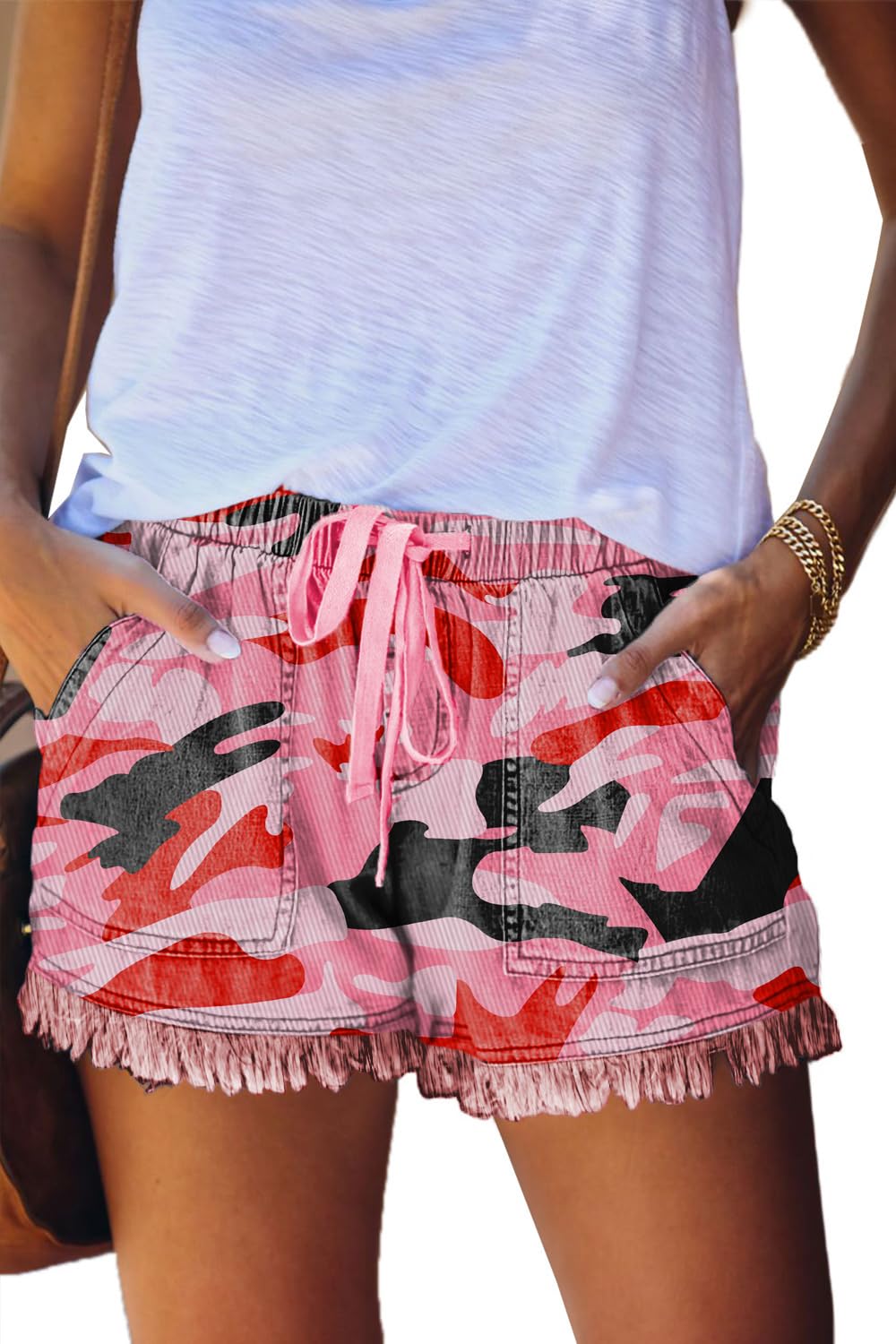 YOCUR Womens Casual Shorts,Lightweight Trendy Comfy Cute Drawstring Shorts