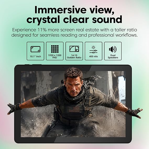 Fusion5 2026 New Version 10.1 Windows 11 Pro Tablet PC - Built in USA - 15th Gen CPU, 12GB DDR5 RAM, 512GB SSD, 10 inch FHD+, Metallic, 158% Faster than the Old Version of our Windows Tablet Computer