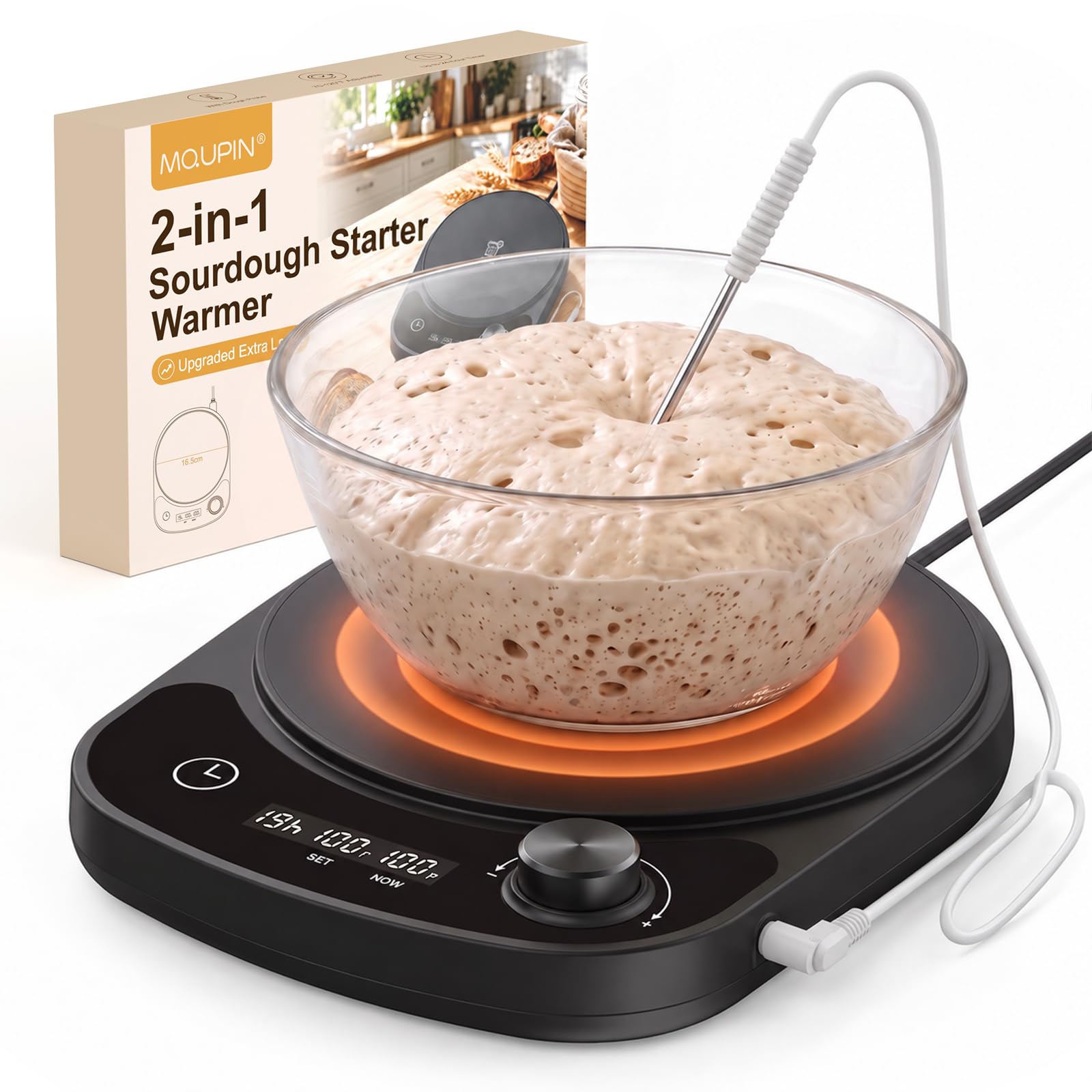 70-120℉ Larger Sourdough Starter Warmer with Real-Time Dough Probe