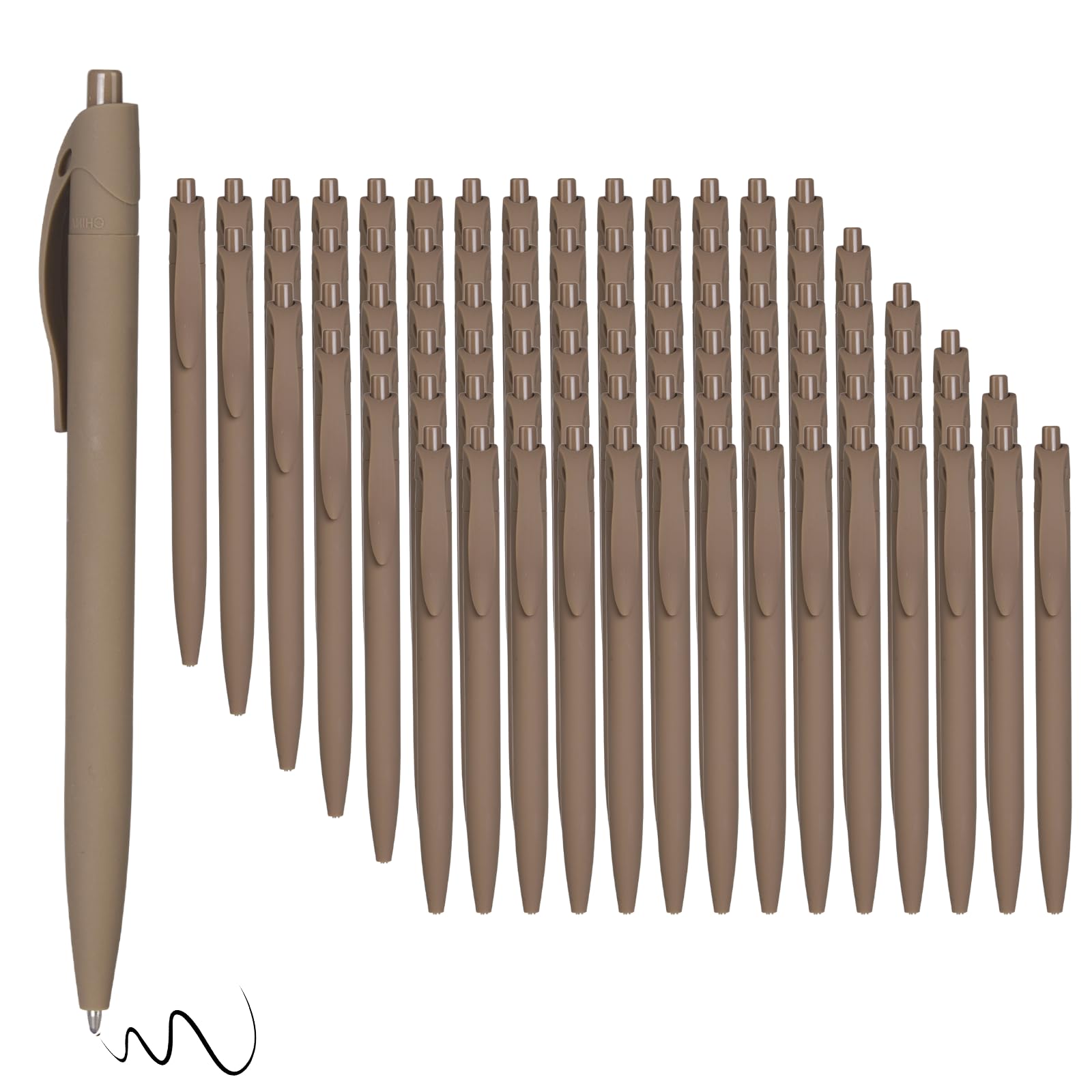 Wiaziert BallPoint Pens, 100 Pack (BLACK Ink),Bulk Pens, Brown Barrel,Click Pens for Office Home and School, Retractable Ballpoint Pens, Medium Point, 1.00MM (Brown) โ image 1