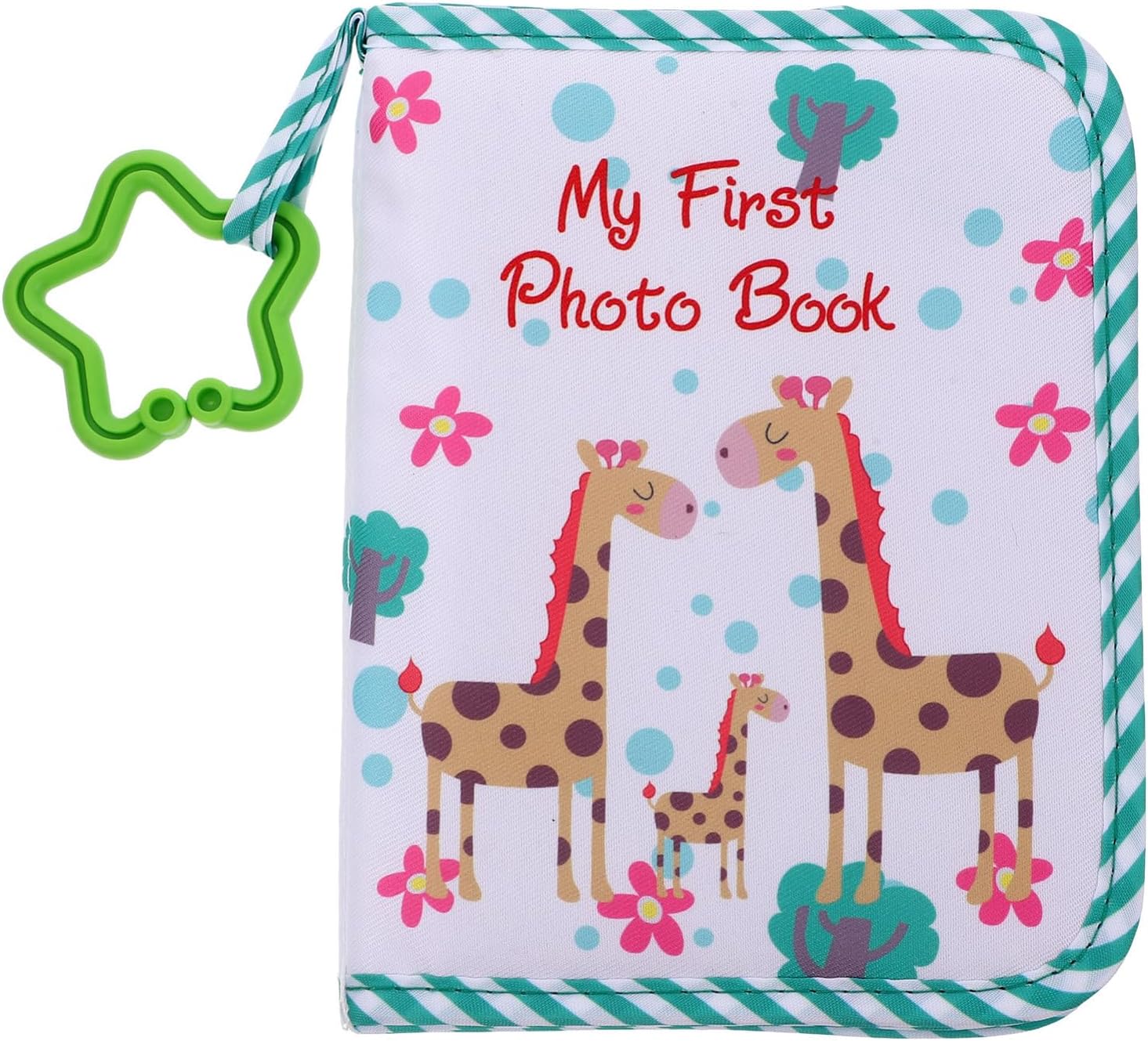 Toddmomy Green Fabric Baby Photo Album - 17 Pages Cloth Baby Memory Book for Newborn Milestones, First Year Keepsake, Family Events, and Nursery Decor