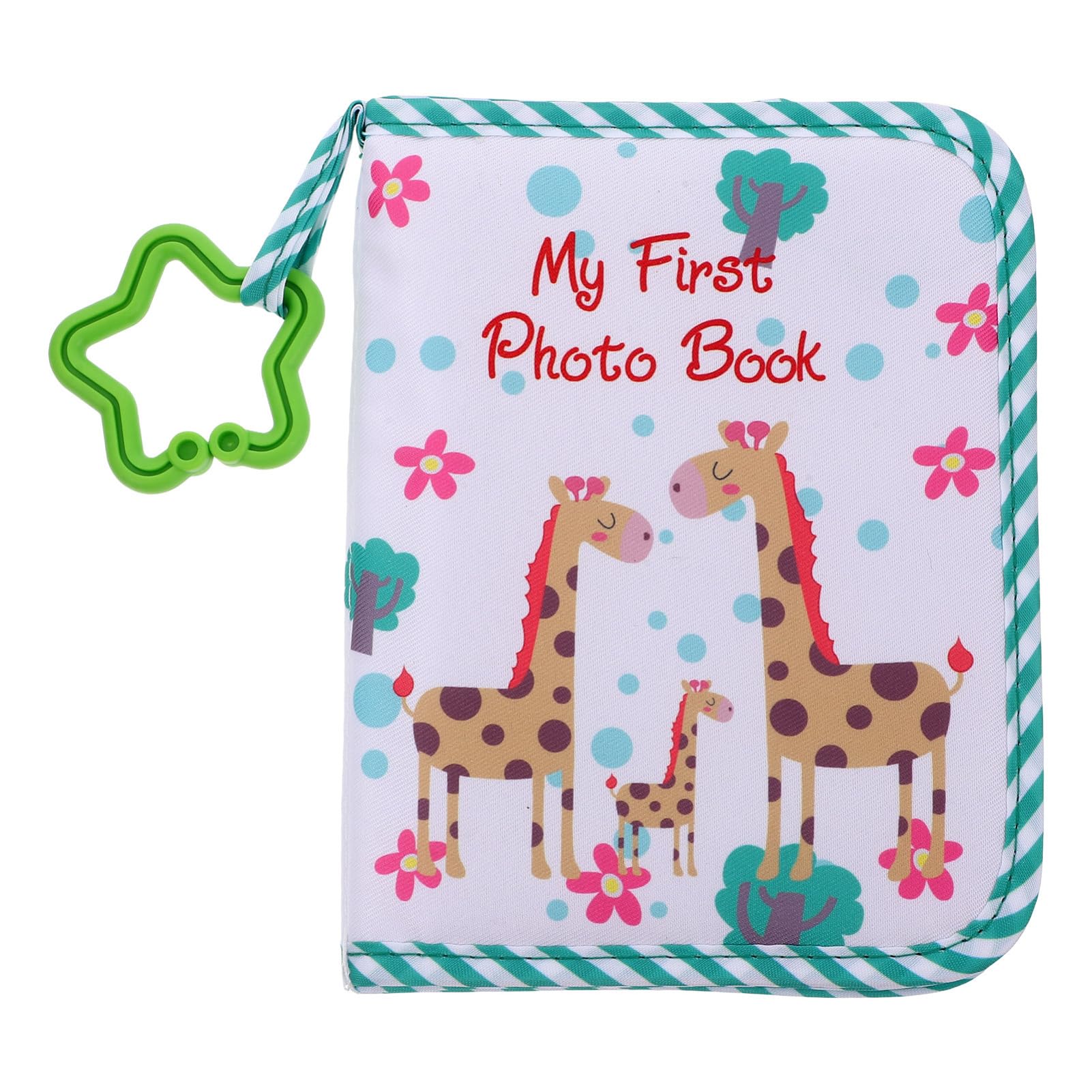 Toddmomy Green Fabric Baby Photo Album - 17 Pages Cloth Baby Memory Book for Newborn Milestones, First Year Keepsake, Family Events, and Nursery Decor