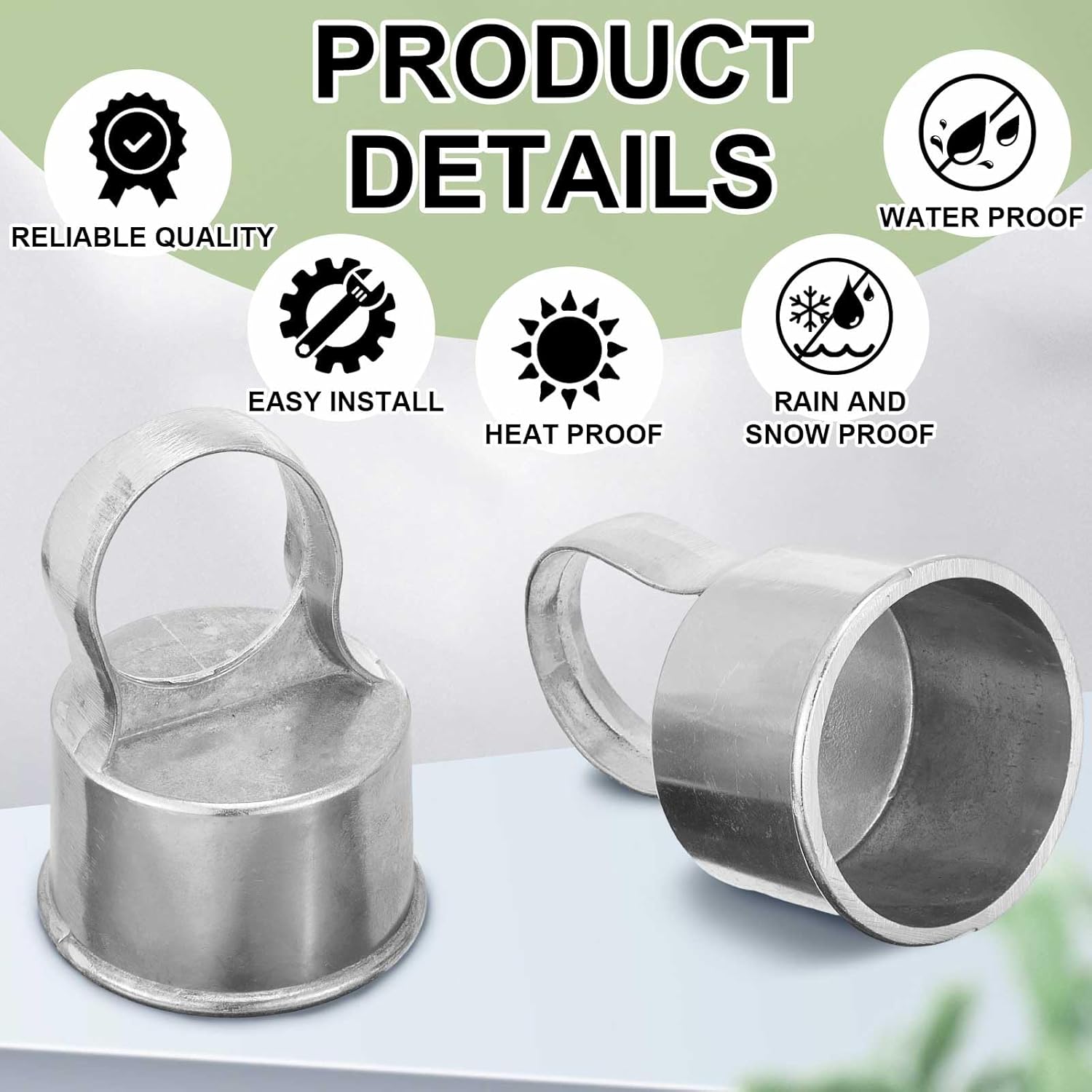 Therwen Chain Link Fence Ring Cap Aluminum Parts Eye Top Outdoor Rail Fencing Repair Hardware(24 Pcs,2 1/2" (fits 2 3/8" OD) X 1 5/8")