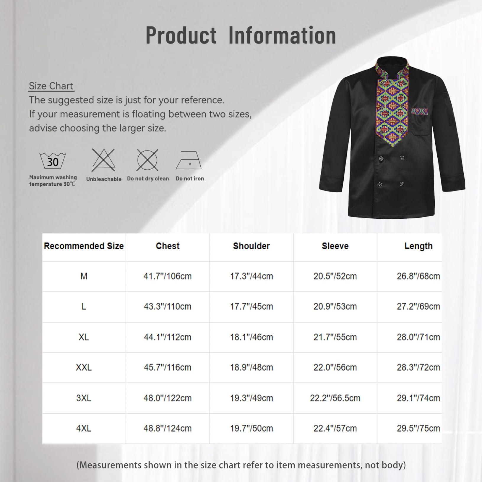 Yeahdor Unisex Ethnic Embroidery Chef Jacket Long Sleeve Kitchen Cook Uniform Chef Coat for Women Mens White X-Large