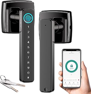 Aibocn Door Lock Fingerprint, Keyless Entry Door Lock with App, Touchscreen Keypad Deadbolt Lock with Reversible Handle, Bluetooth, Key, Code, Biometric Smart Lock for Home Bedroom Hotel