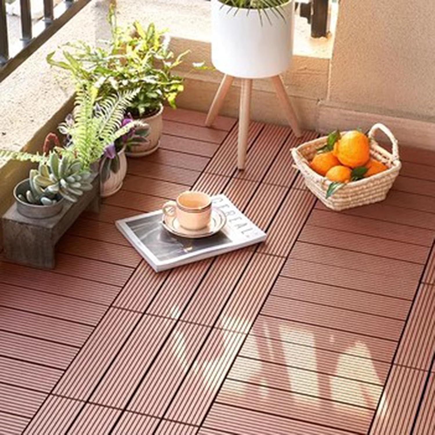 Revêtement de sol de jardin en bois en plastique terrasse composite 12x12in