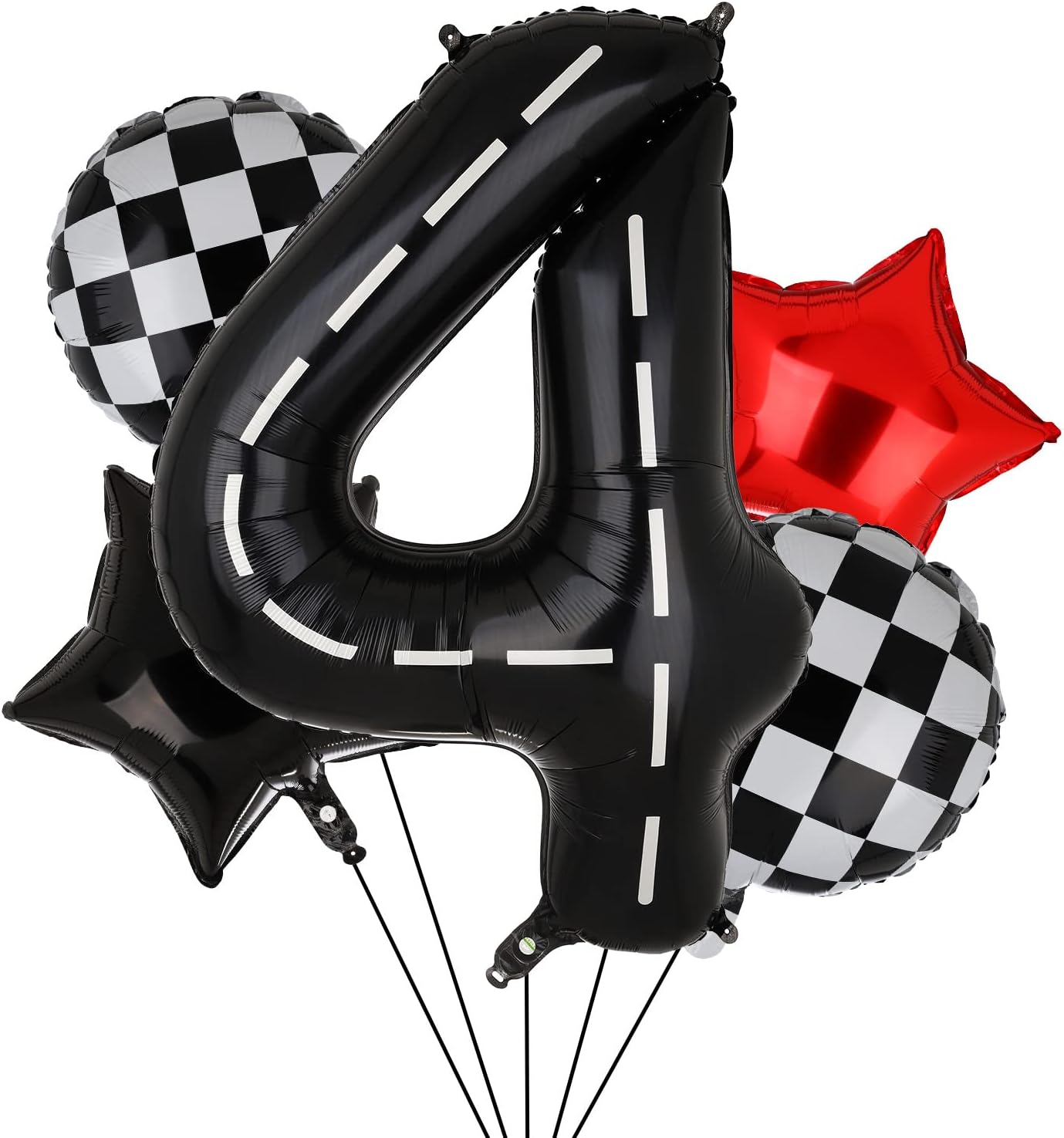 Rennwagen 4. Geburtstag Dekoration – Inkl. Banner, Luftballons, Helm & Flaggen, Für Coole Kinderpartys