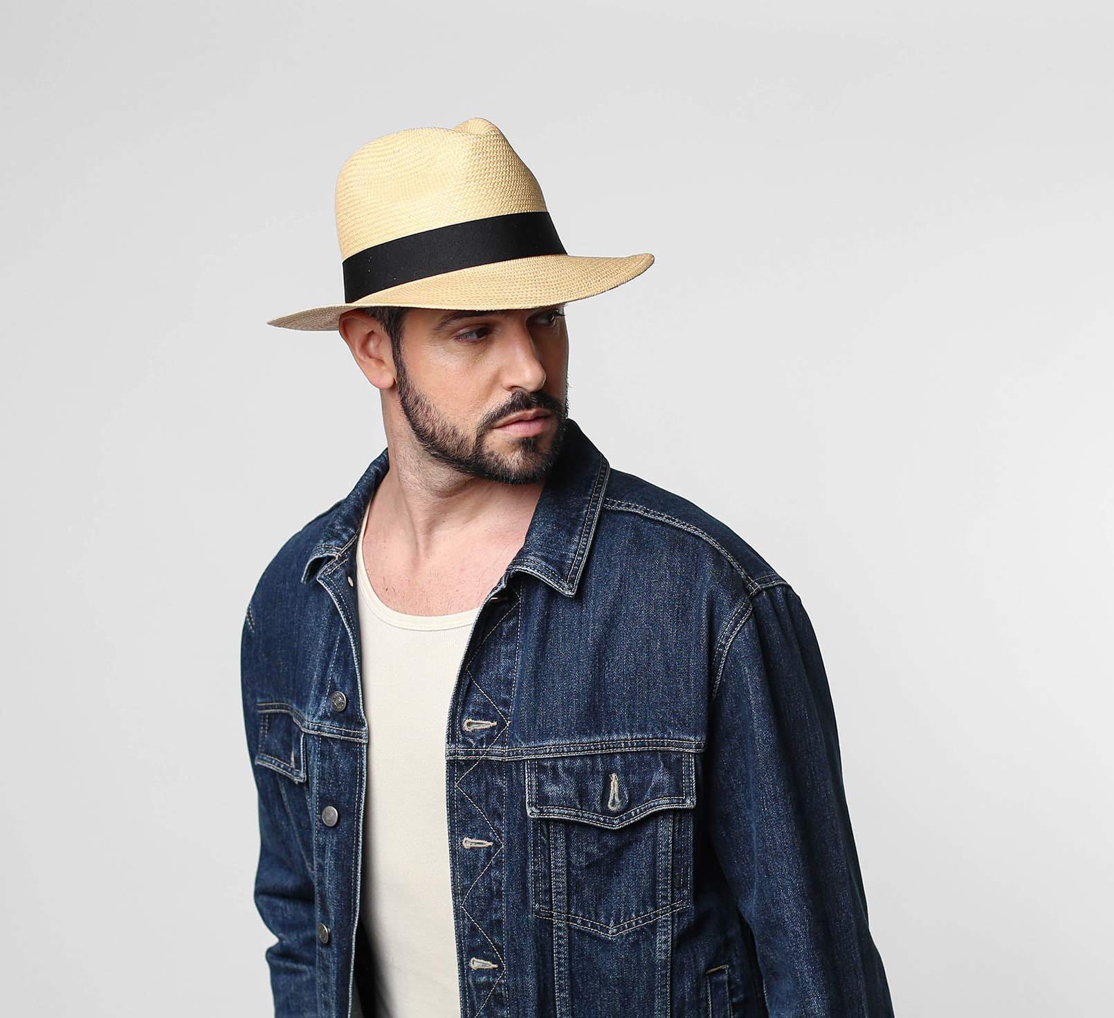 Authentique Chapeau Panama, tressage Traditionnel en Équateur Large Bord, Homme ou Femme Havana Fedora
