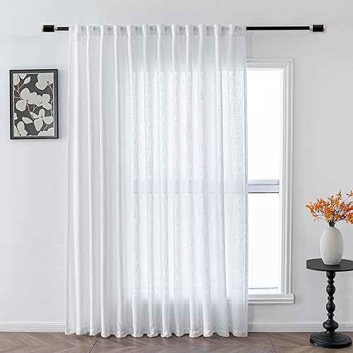 Miniatura 34 de MYSKY HOME Cortinas traslúcidas de 63 pulgadas de largo para dormitorio, paneles de cortina para ventana que filtran la luz, protegen la privacidad
