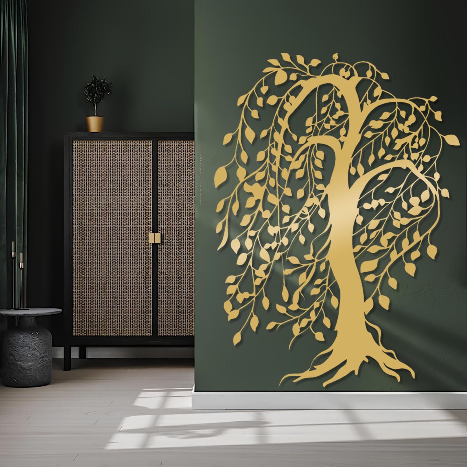 Árbol de Arte de Pared de Metal, Rama Extragrande, decoración de Pared, árbol genealógico, Adorno Grande de Sauce para Sala de Estar, Regalo de inauguración de casa (39" x