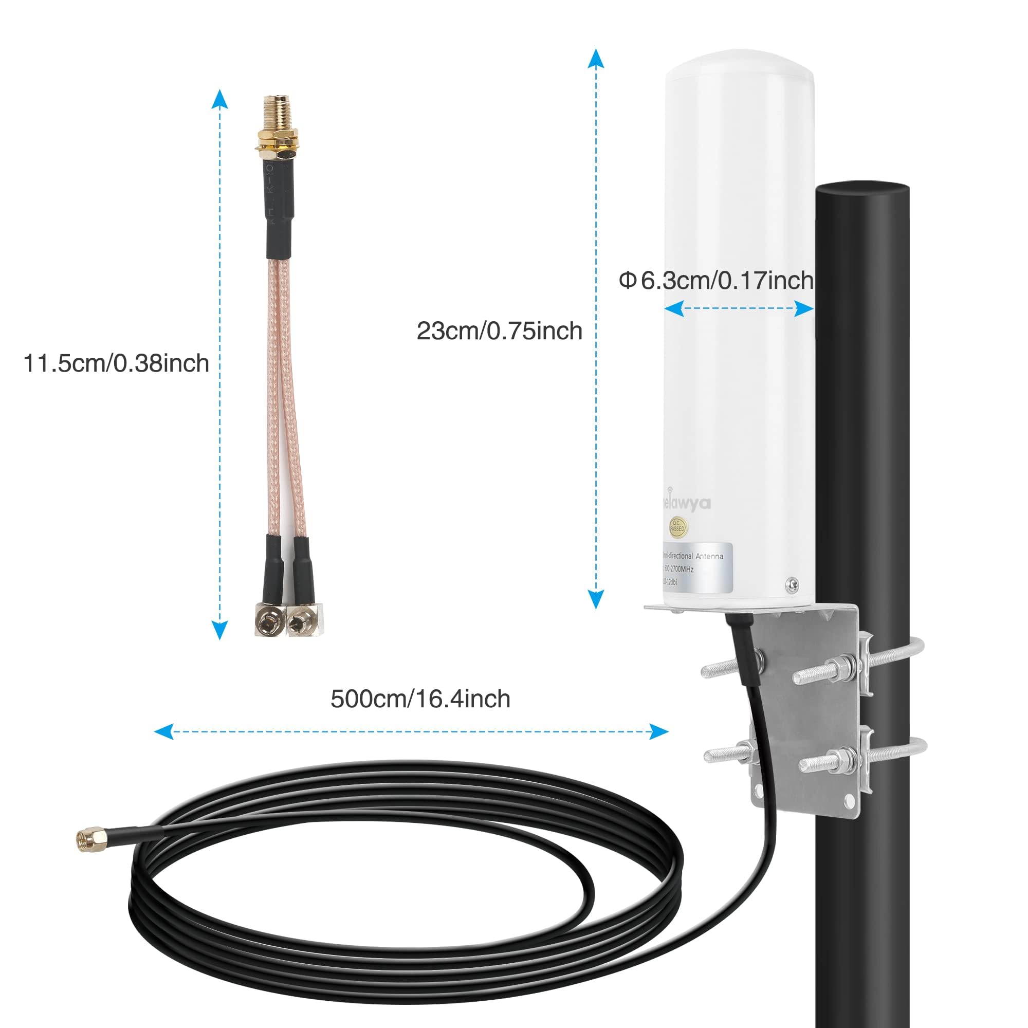 Antenna 4G LTE ad alto guadagno 10-12dBi Antenna esterna a lungo raggio con spina SMA/adattatore doppio connettore TS9 Antenna esterna per Huawei ZTE 4G LTE Hotspot Router Modem Netgear