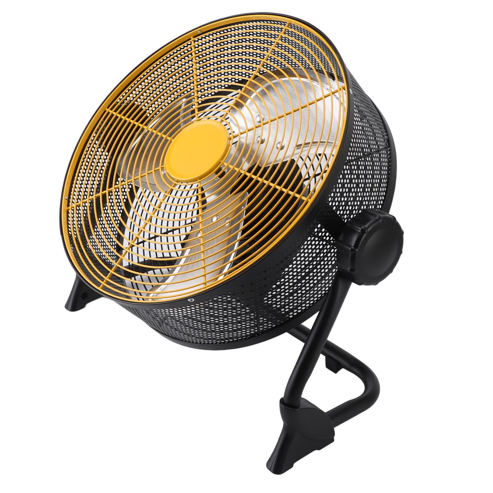 Eujgoov Hochgeschwindigkeits-Bodenventilator aus Metall, Industrieventilator mit Einstellbarer Geschwindigkeit und Wiederaufladbarem Akku für den Außenbereich in Garage und Dachboden