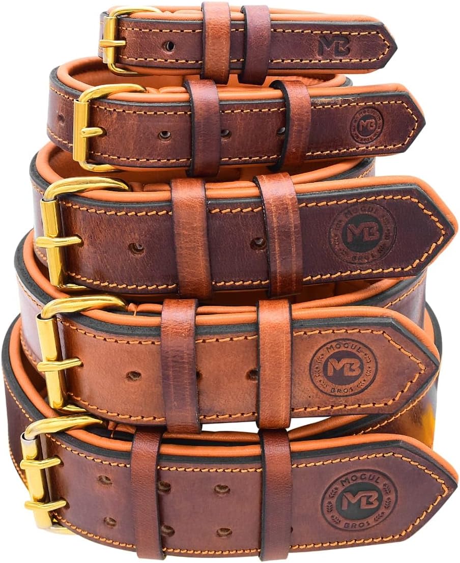 Genuine Leather Dog Collar, Full Grain, Heavy Duty Wide Dog Collar for Small, Medium, Large and Extra Large Breeds,(Natural Brown, XL (Fit Neck Size 1.77" Wide for 21"-25"))