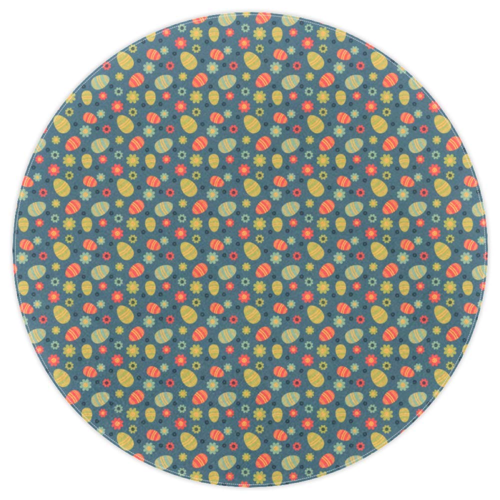 Tapis rond tournesol et œuf de Pâques de 120cm idéal pour créer un coin lecture doux en chambre