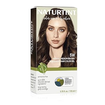Naturtint Permanent Hair Color 5W Radiant Medium Brown (Pack of 1), Ammonia Free, Vegan, Cruelty Free, up to 100% Gray Coverage, Long Lasting Results