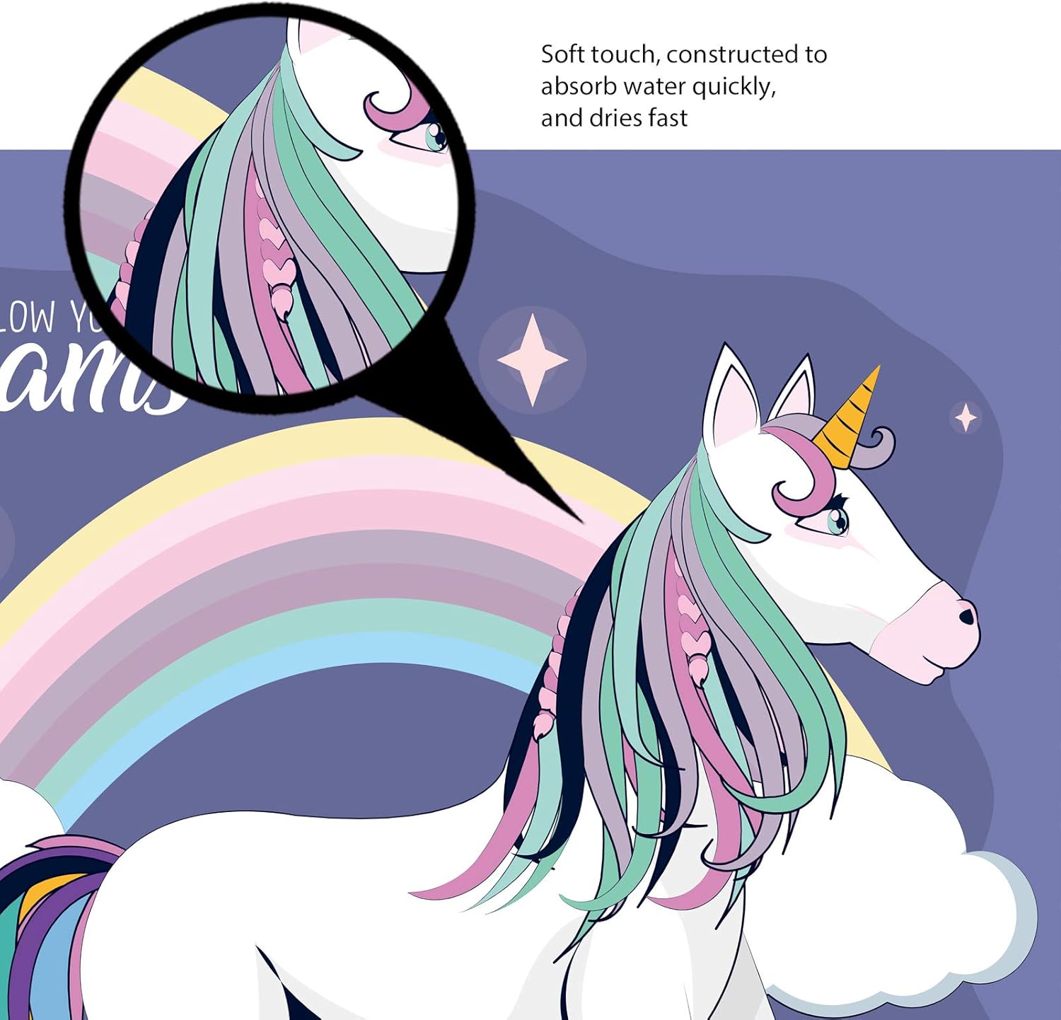 Teen Girls Decor 16 Piece Bathroom Mat Set Shower Curtain Set Follow Your Dreams Rainbow Unicorn Bath Mat Contour Mat Toilet Cover Shower Curtain 12 Hooks