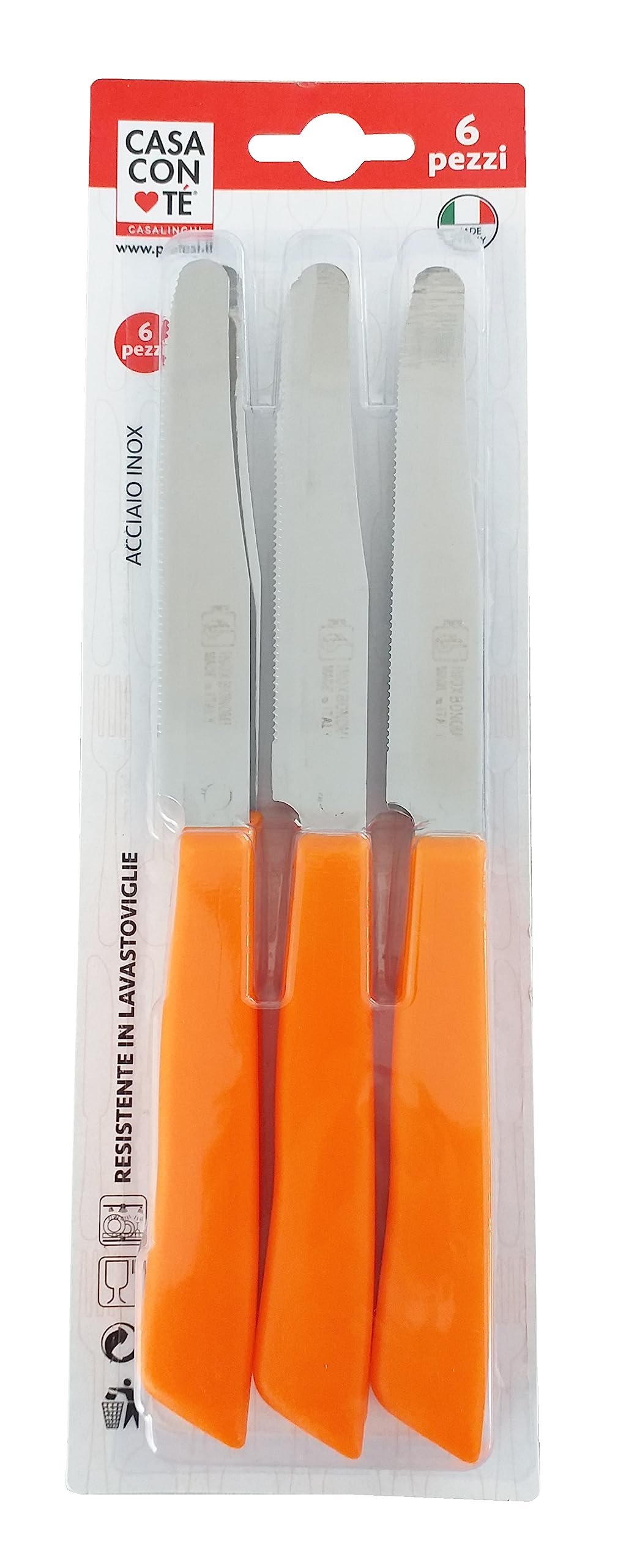 Couteaux de table Pratesi : colorez vos repas avec le lot orange 11 cm