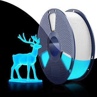 SUNLU PETG Glow in The Dark Filament, świecący filament PETG do drukarki 3D 1,75 mm, wysoka jasność i długa żywotność, dokładność wymiarowa +/- 0,02 mm, szpula 1 kg. (Biały, jasnoniebieski).