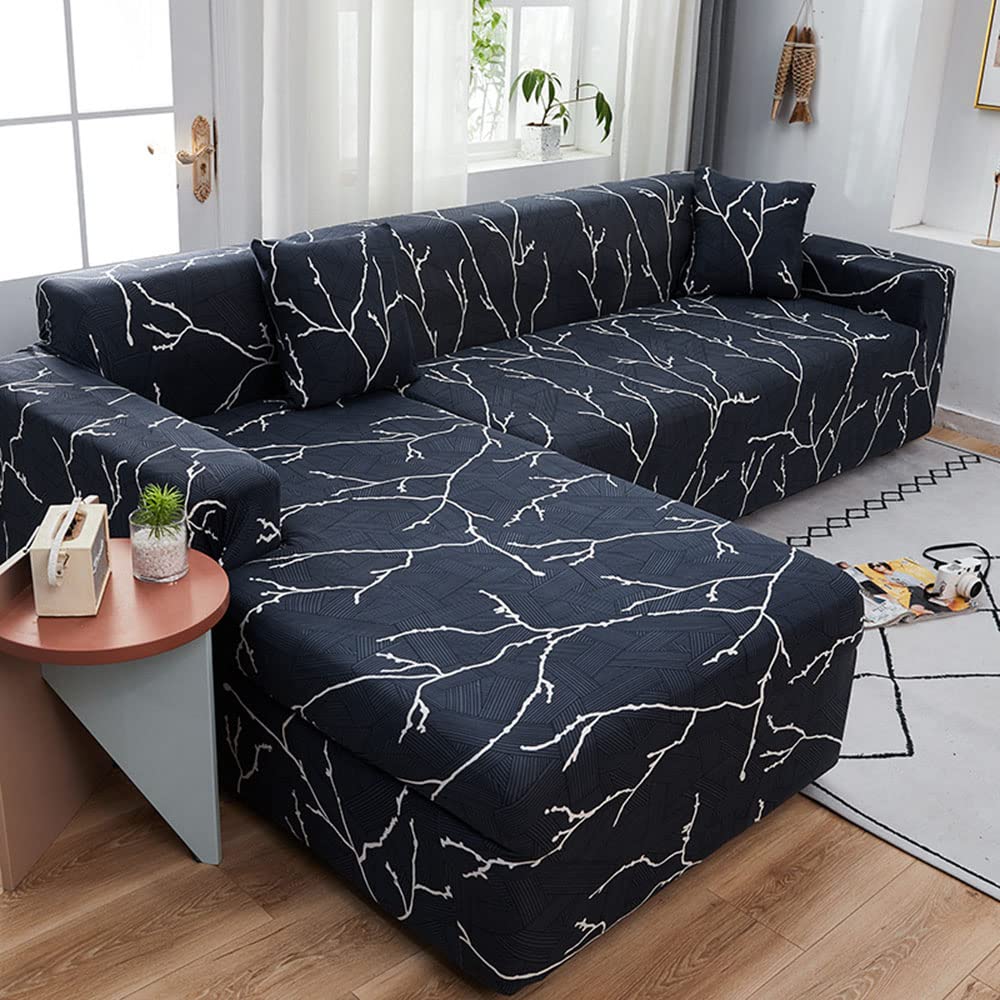 Housse de canapé d'angle en L lavable pour salon familial