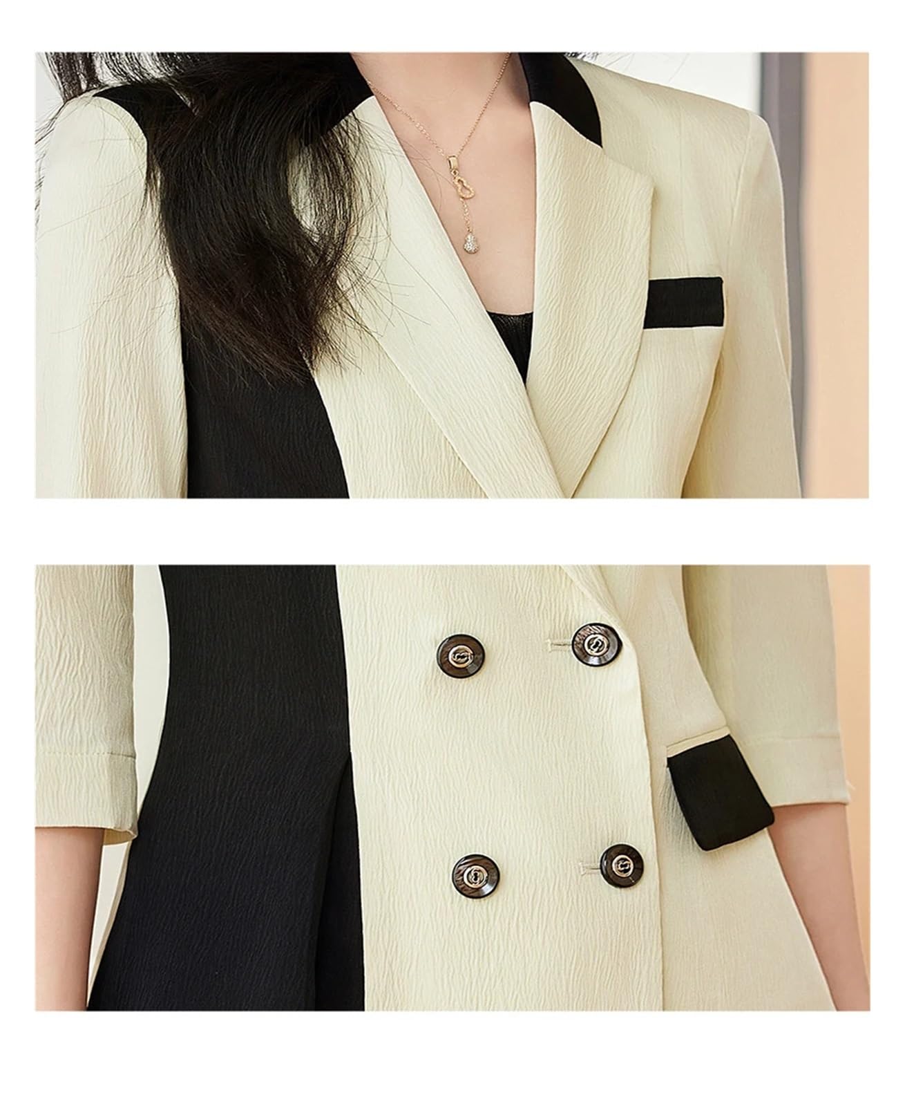 Elegante Conjunto de Dos Piezas pantalón Manga Larga y Corte Entallado con Doble Botonadura for Oficina Mujer para Negocios, Trabajo, Oficina, Formal